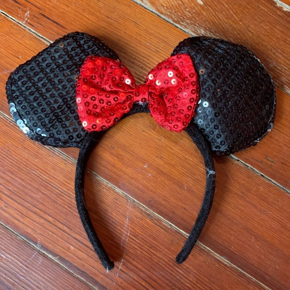 Disney Minnie Mickey Mouse Sequin Ears Headband Bow - Picture 9 of 9